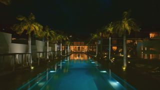 A shot of The Fortune Hotel resort at night