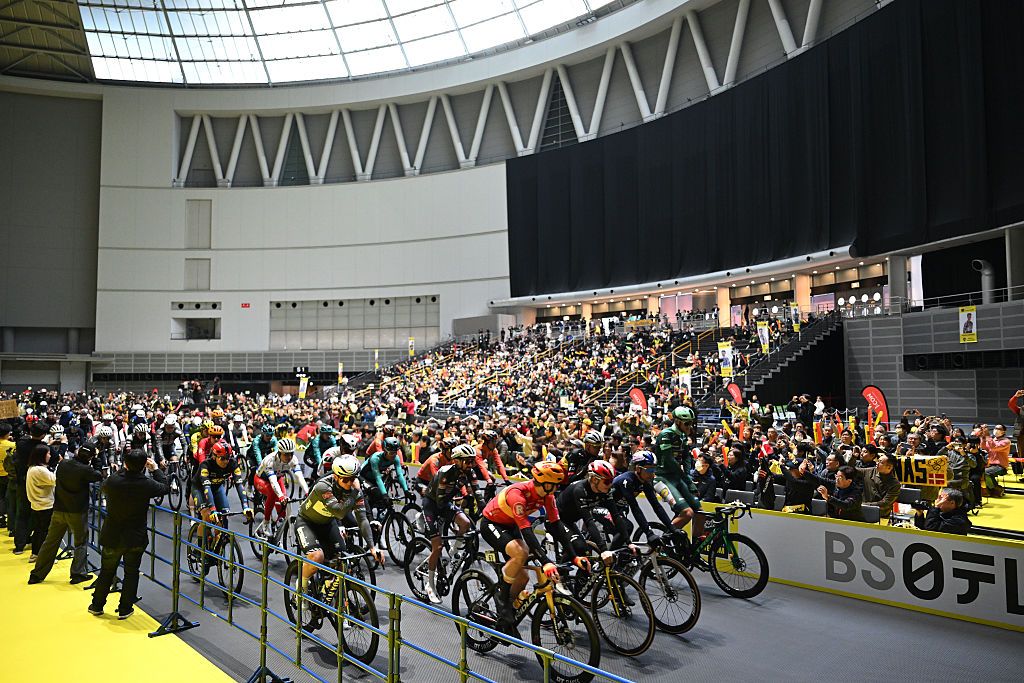 Riders during the 2025 Tour de France Saitama Criterium