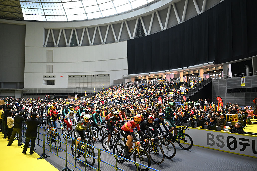 Riders during the 2025 Tour de France Saitama Criterium