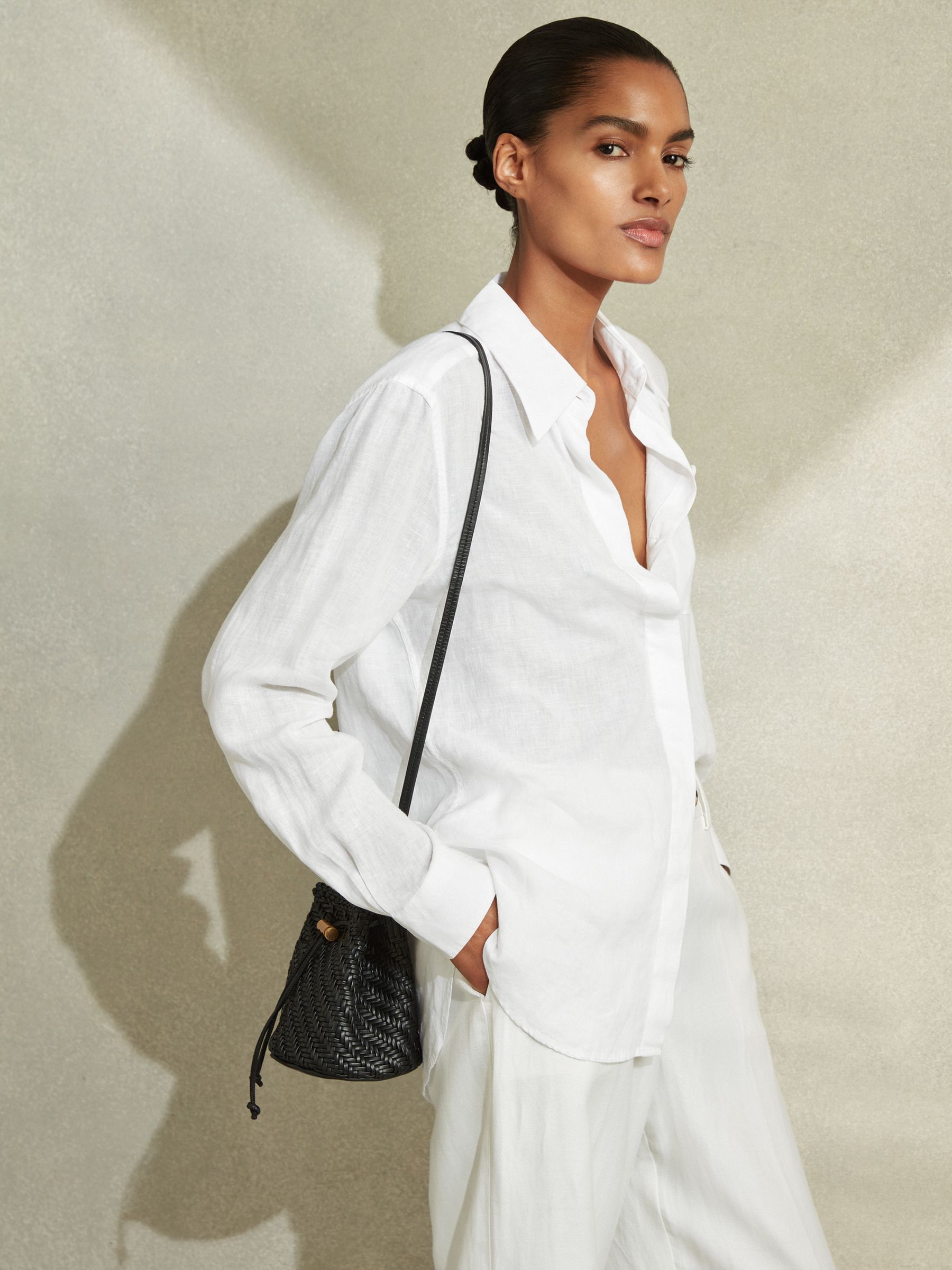 Linen Long Sleeve Shirt in White