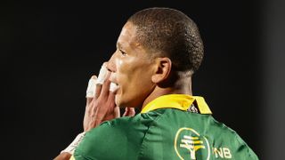  Manie Libbok of South Africa during The Rugby Championship match between the New Zealand All Blacks and South Africa Springboks