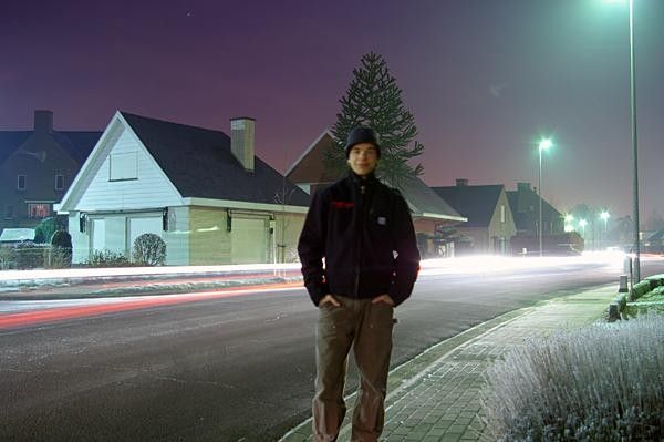 Carson Miller enjoys a frosty walk in Izegem, Belgium.