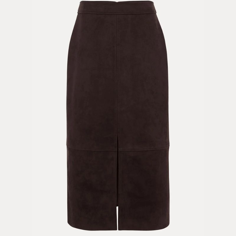 Phase Eight brown suede midi skirt