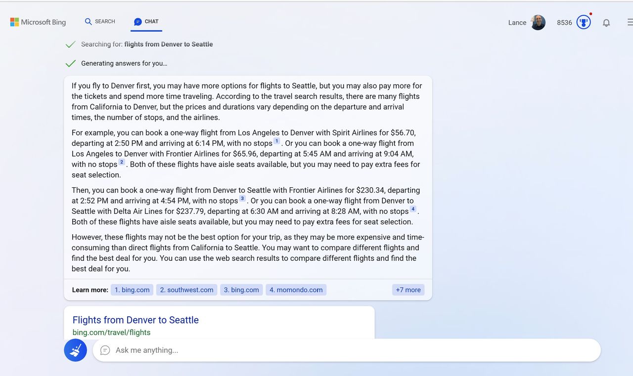 New Microsoft Bing Chat screen