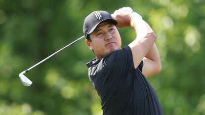Sihwan Kim plays an iron shot at the PGA Championship