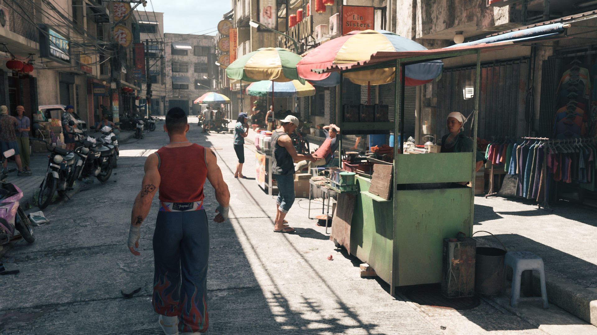 A busy street in Virtua Fighter Crossroads