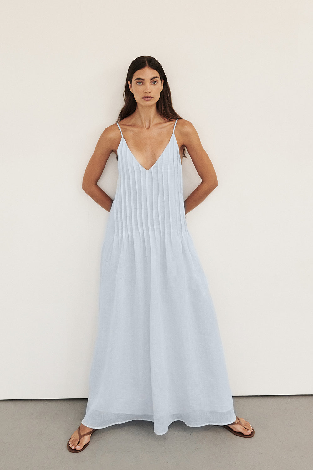 TAHLIA CORNFLOWER RAMIE MIDI DRESS