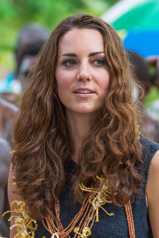 Kate Middleton headshot with a natural beachy waves hairstyle