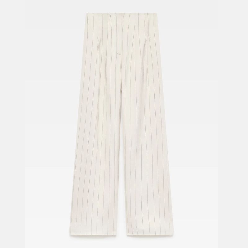 Mint Velvet cream pinstripe trousers