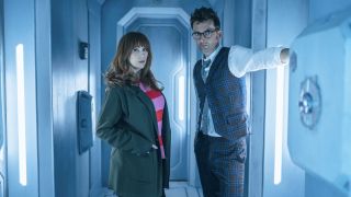 Catherine Tate as Donna Noble and David Tennant as The 14th Doctor in Doctor Who: Wild Blue Yonder