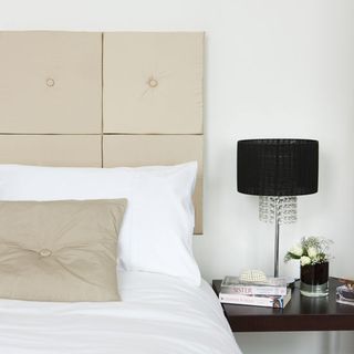 hotel style headboard and black table lamplamp