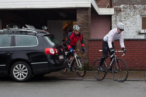 Spencer Downing and Drew Dillman leaving for a training ride.