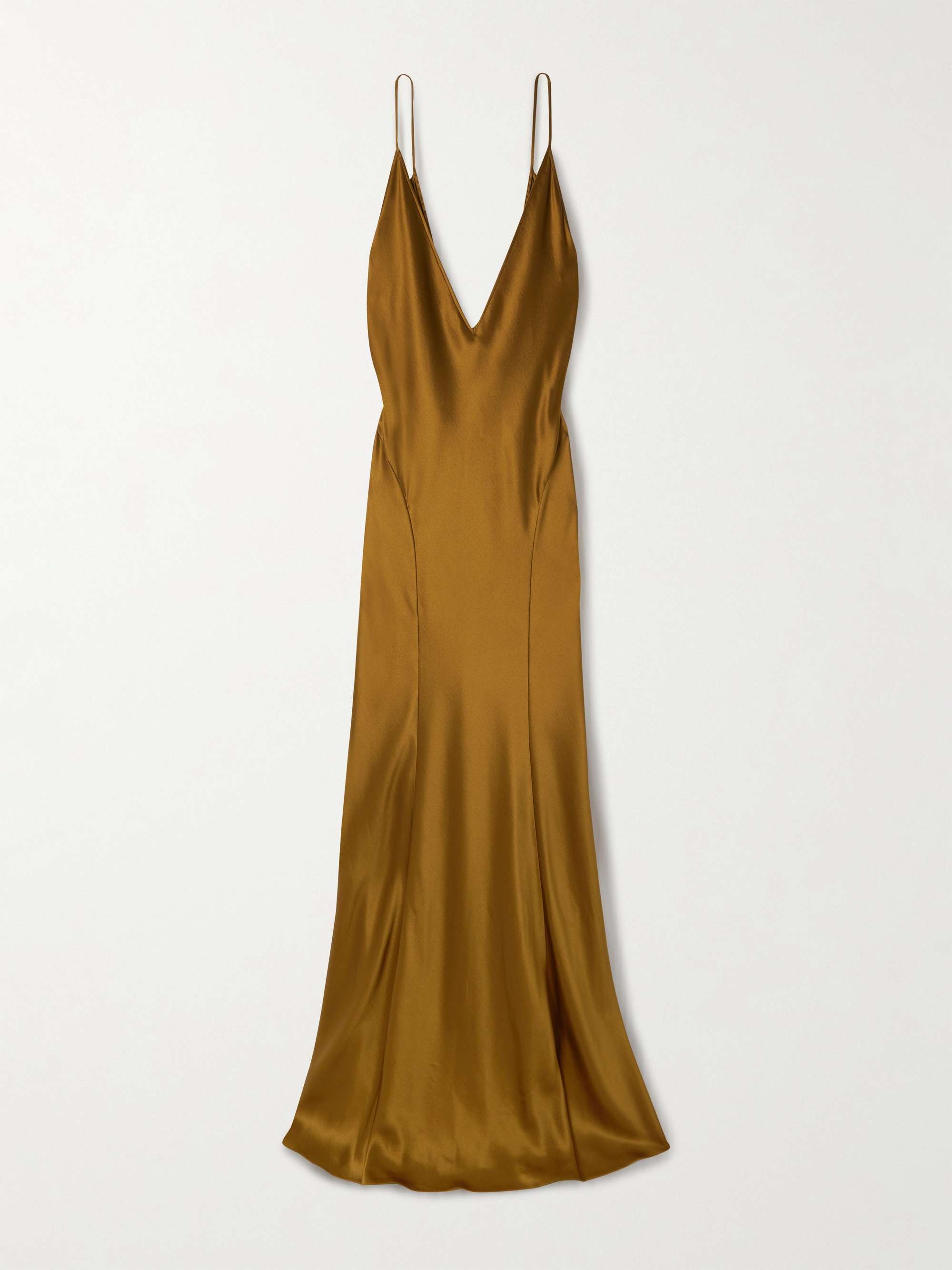 Open-Back Paneled Silk-Satin Gown