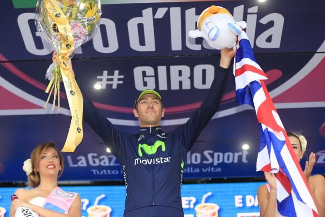 Alex Dowsett (Team Movistar) on the podium