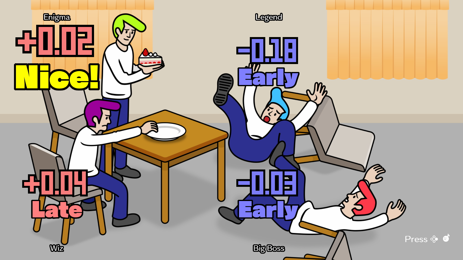 A Rhythm Paradise Groove promotional screenshot showing a beat-basted mini-game.