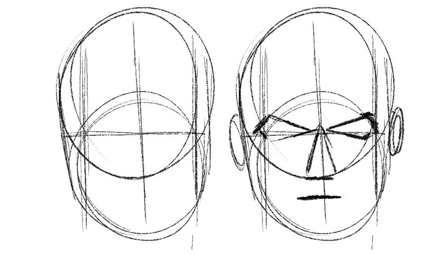How to draw a face: overlapping circles with guidelines
