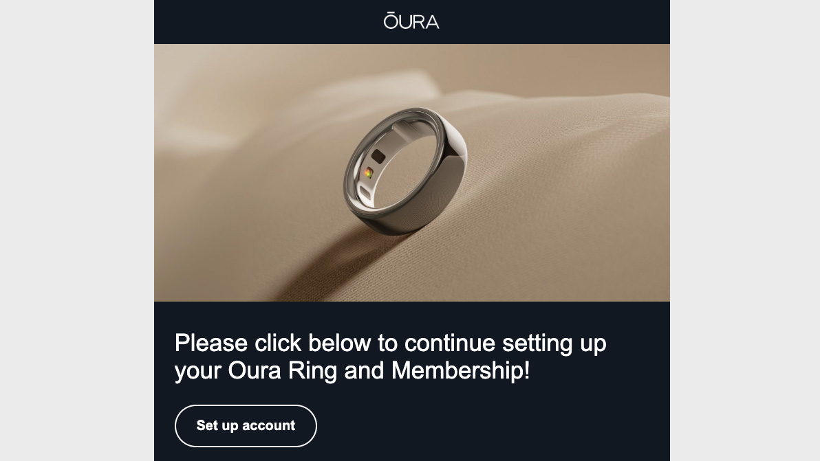 Screenshot of the Oura email verification message
