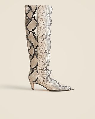 New Stevie Knee-High Pull-On Boots in Snake-Embossed Italian Leather