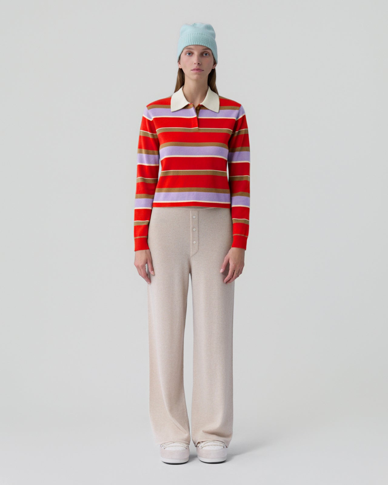 Cropped Stripe Rugby - Chili Combo