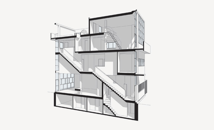View of West-east sectional perspective at stairs