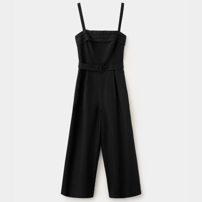 Mango, black linen jumpsuit