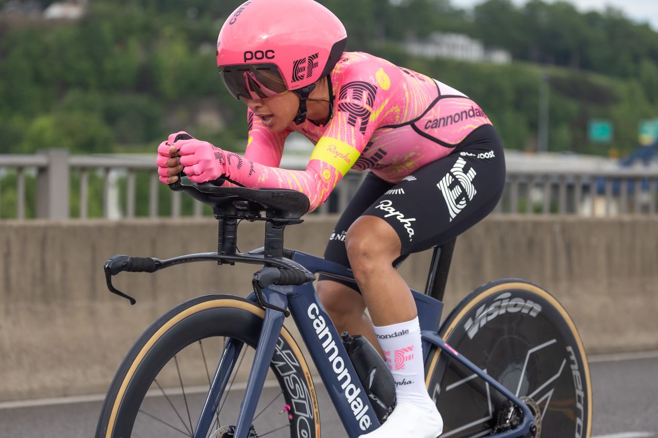 Coryn Labecki (EF Education-Cannondale) rides in the ITT at USA Cycling Pro Road Nationals, on her way to ninth