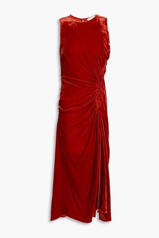 Cornelia Ruched Velvet Midi Dress