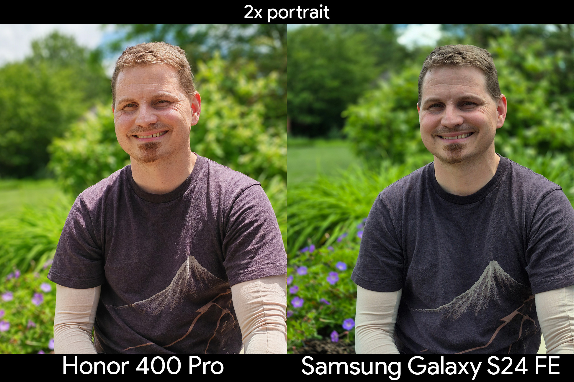 Portrait mode shots comparing the Honor 400 Pro and the Samsung Galaxy S24 FE