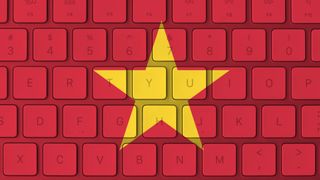The Vietnamese flag overlaid on a keyboard