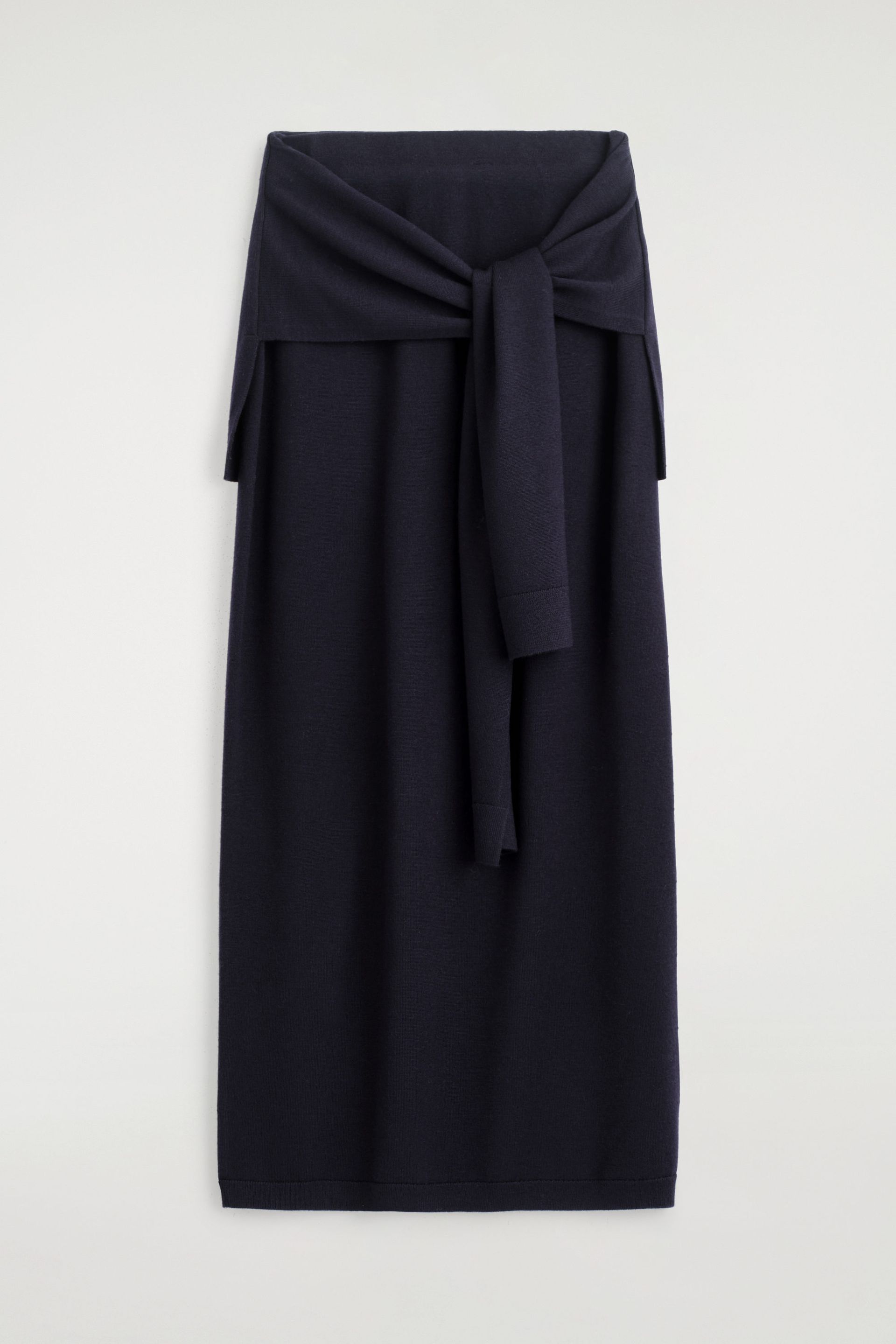Tie-Waist Merino Wool Midi Skirt