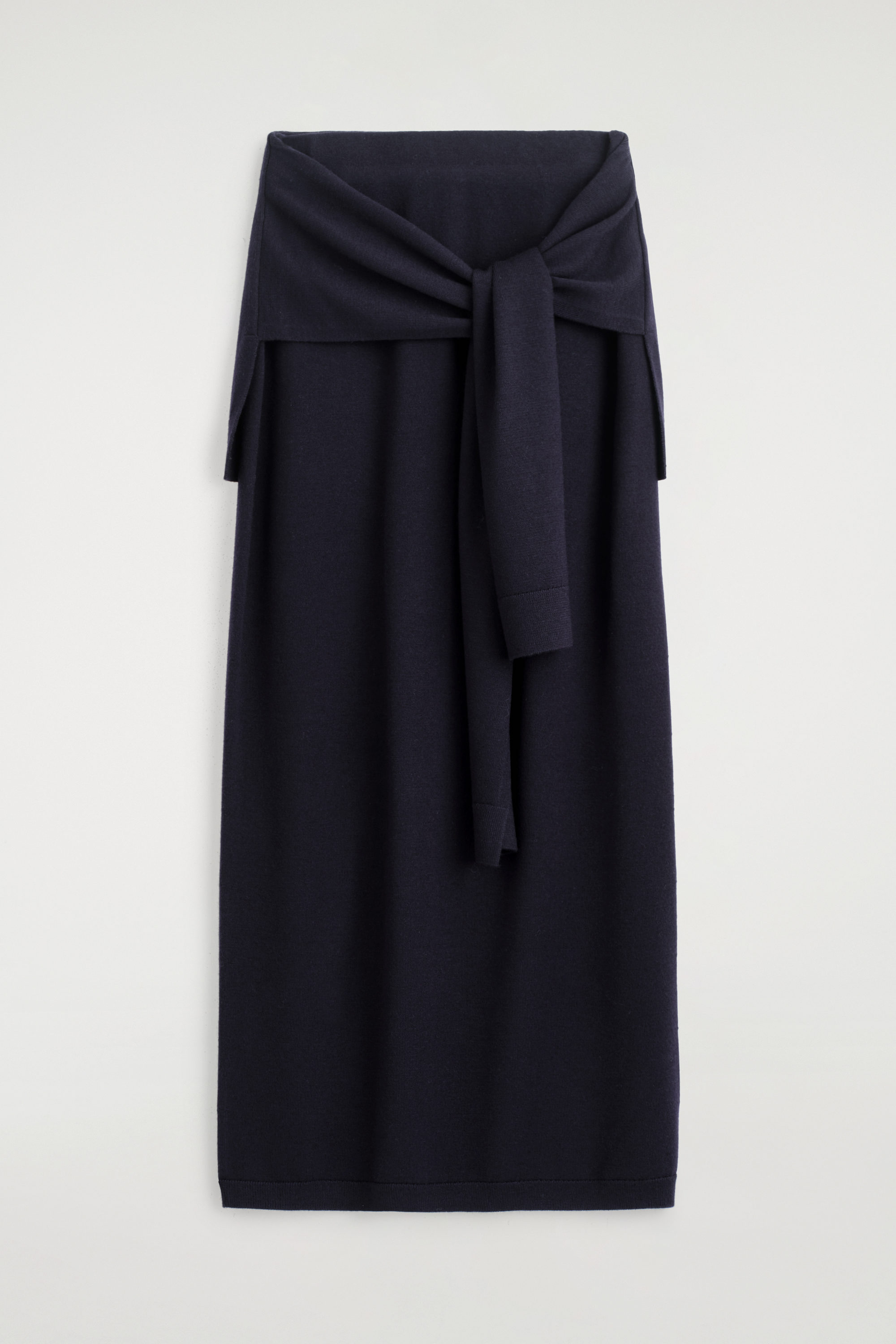 Tie-Waist Merino Wool Midi Skirt