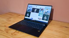 HP Elitebook Ultra open screen on table.