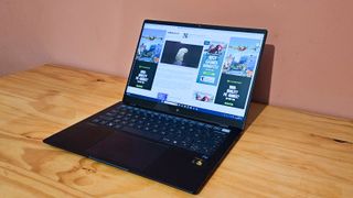 HP Elitebook Ultra open screen on table.