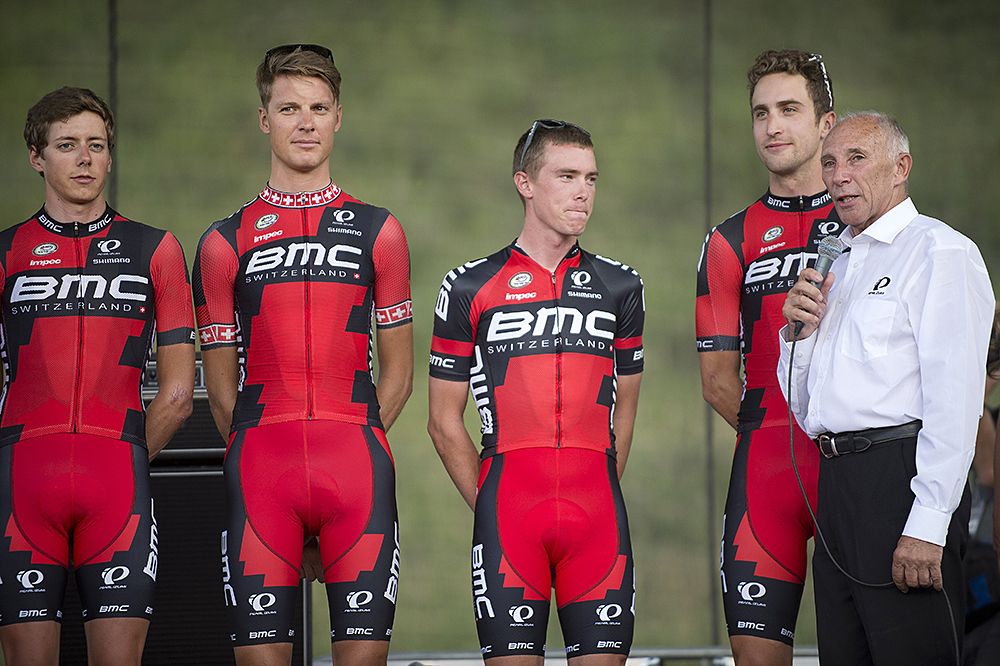 Rohan Dennis (BMC) interviewed on stage at the USA Pro Challenge team presentation