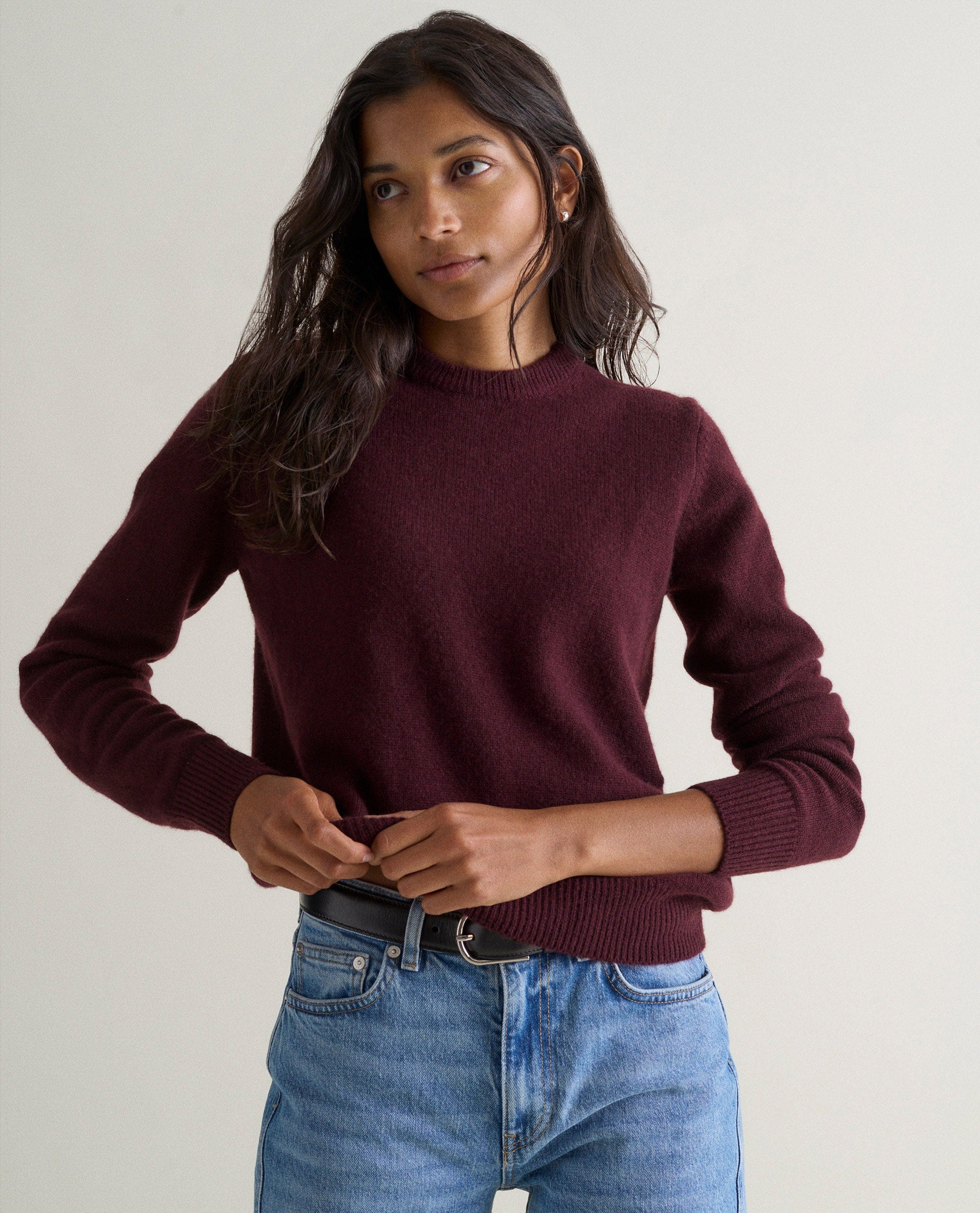 Women's Finest Cashmere Mid-Weight Crew Neck Jumper - Oxblood - Xs / Oxblood