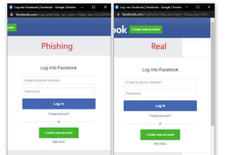 Two Facebook single sign-on pop-up windows, fake and real. The only difference is that the real one can be scrolled.