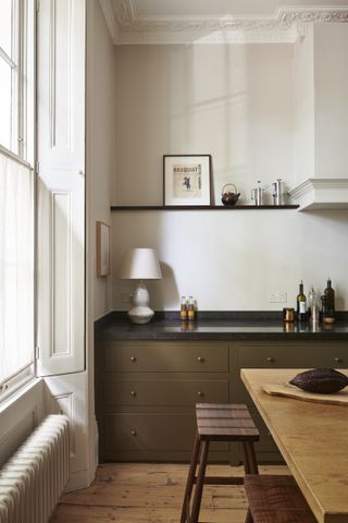 khaki painted kitchen cabinets