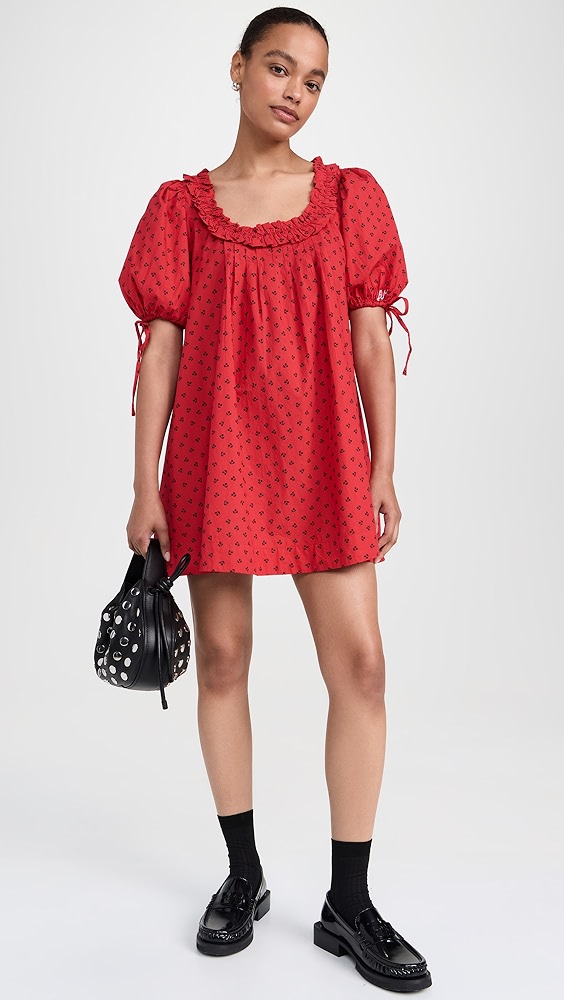 Jemima Ruffle Mini Dress - Red Cherries