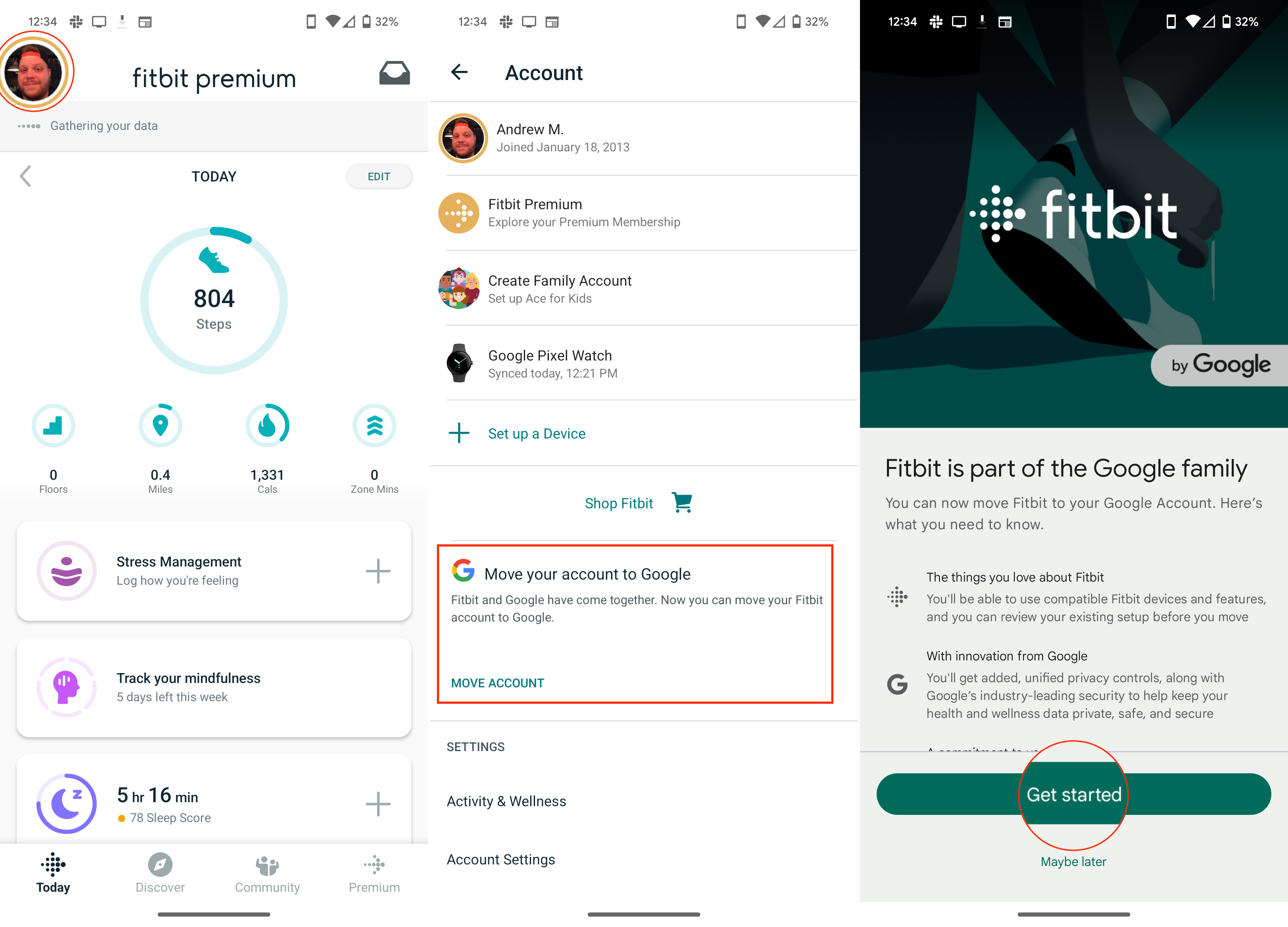 Шаги по переносу учетной записи Fitbit в вашу учетную запись Google
