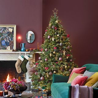 Purple Christmas living room