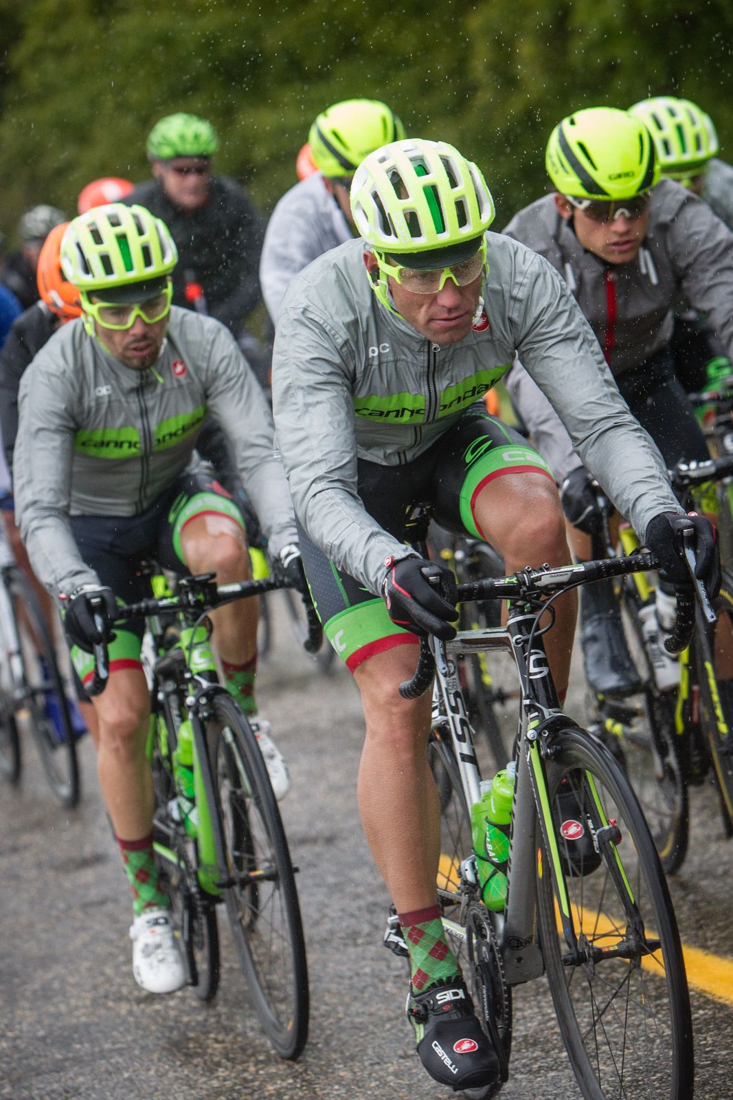 Cannondale - Drapac riders brought out all the rain gear for today's soggy day