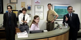 Steve Carell, Jenna Fischer, John Krasinski, B.J Novak, and Rainn Wilson in The Office