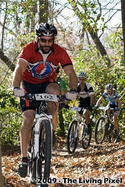 Riders at the start of the race on Cove Creek Trail leading to Bennett Knob.