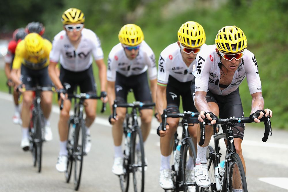 Team Sky rides for Chris Froome during stage 8