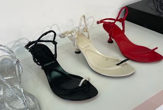 four pairs of Proenza Schouler toe-ring heeled sandals