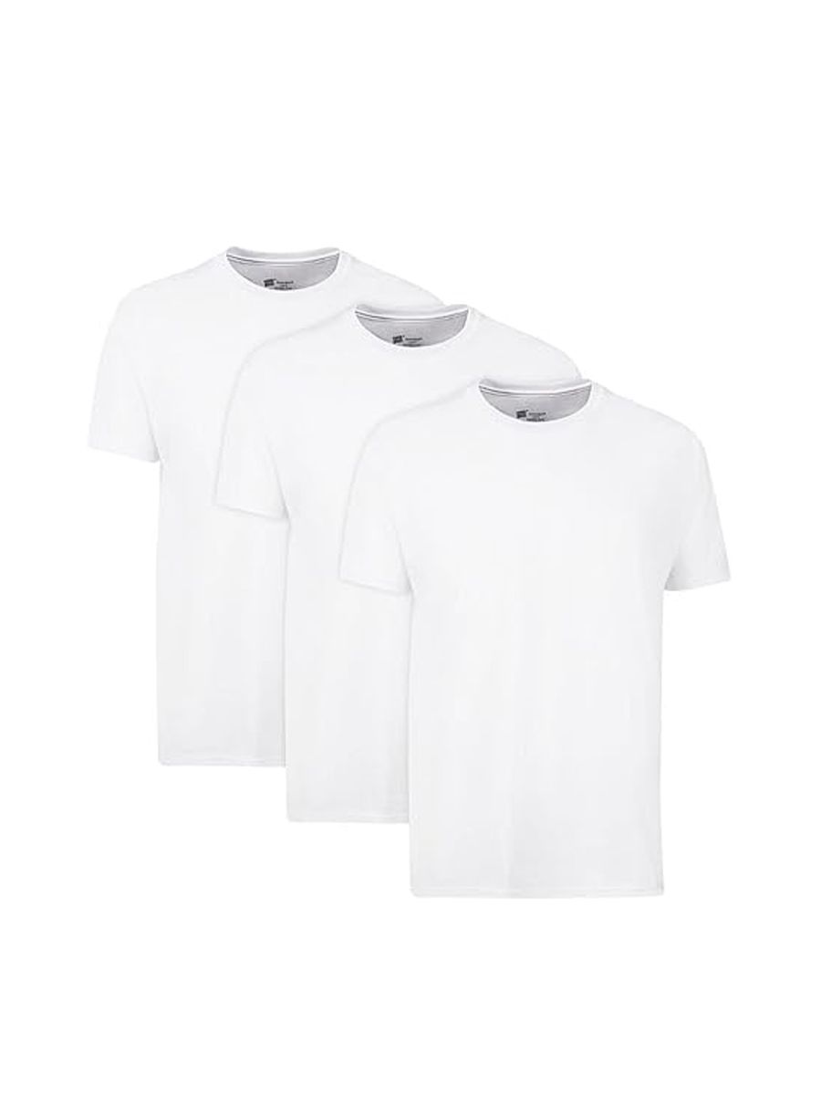 Hanes, Hanes Men's Cotton, Moisture-Wicking Crew Tee Undershirts, Multi-Packs, White - 6 Pack, Small, 2135p6