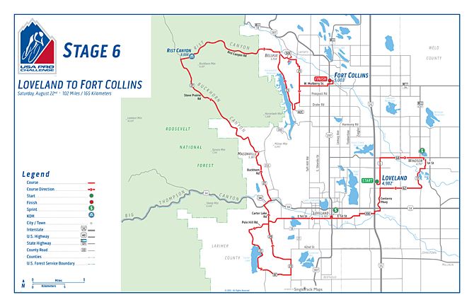 2015 USA Pro Challenge map for stage 6