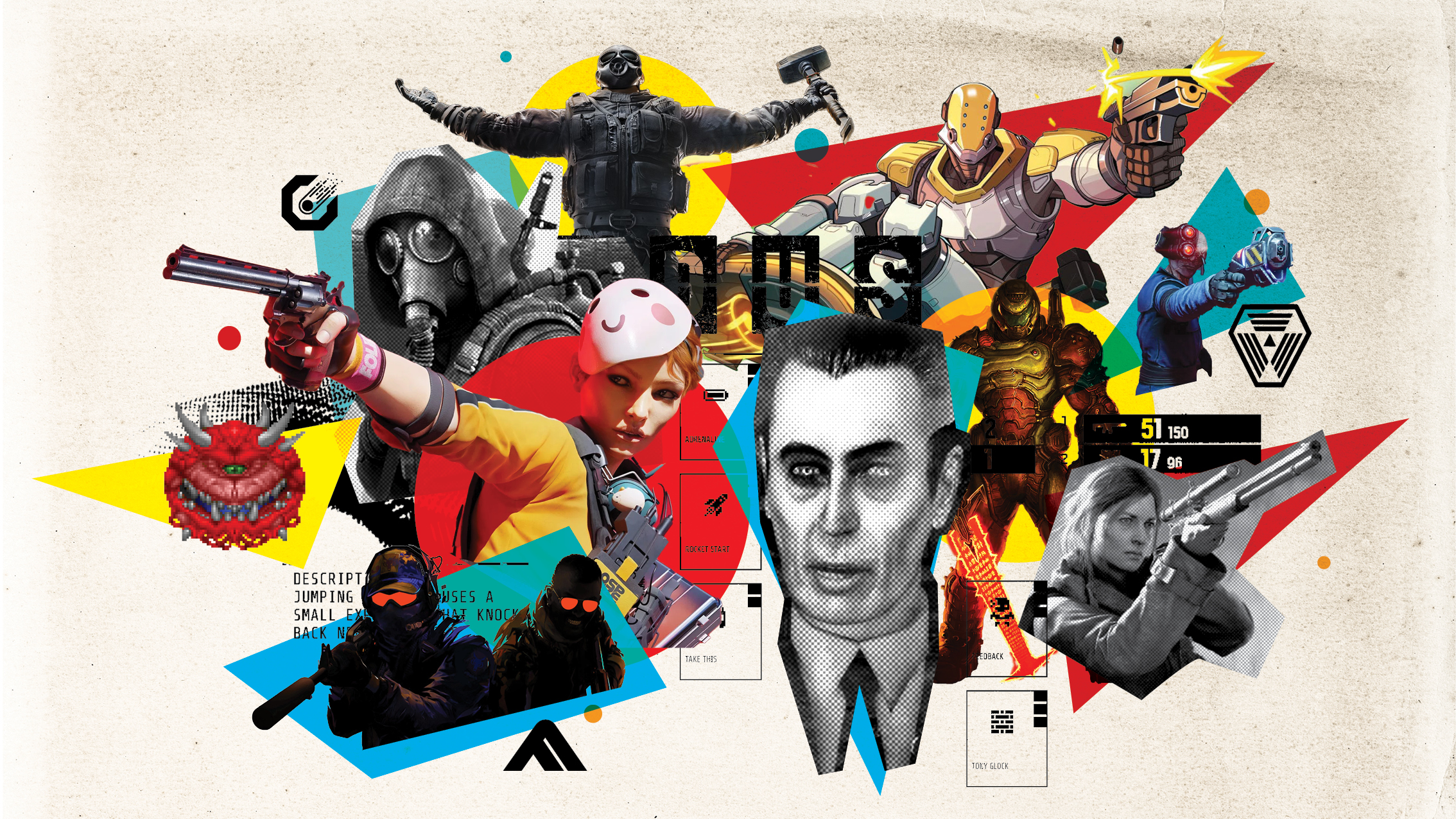 A collage of characters from the best FPS games on PC