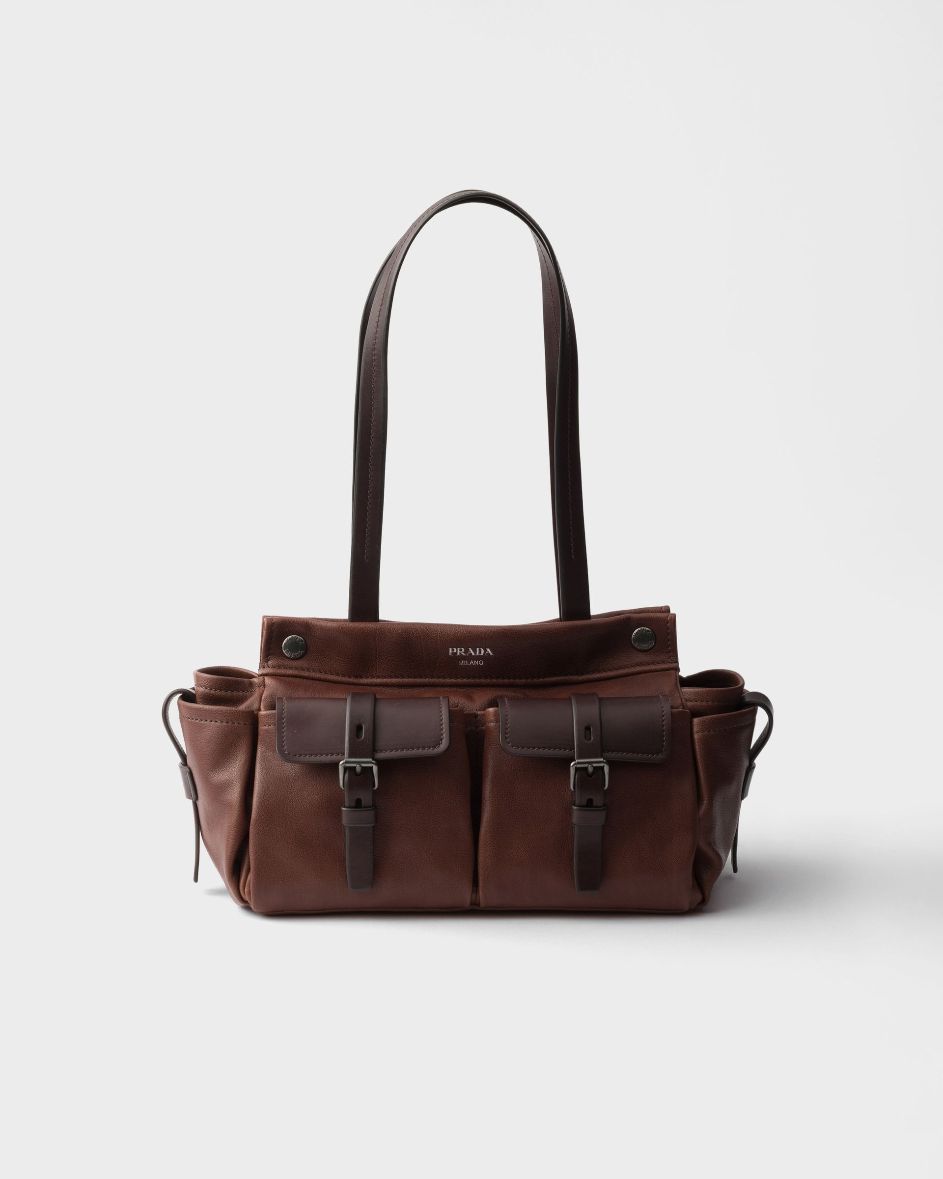 Prada Route Medium Leather Tote Bag Black