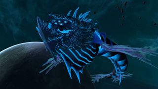 A screenshot of Ghost Signal: A VR Game showing a leviathan space fish named Shard